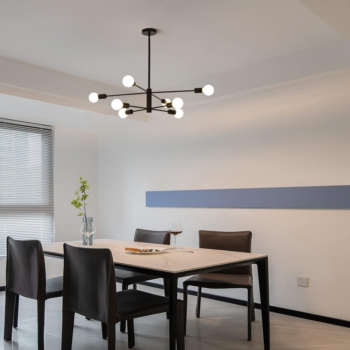Modern Sputnik Chandelier | 8 Light, Black, Industrial Style