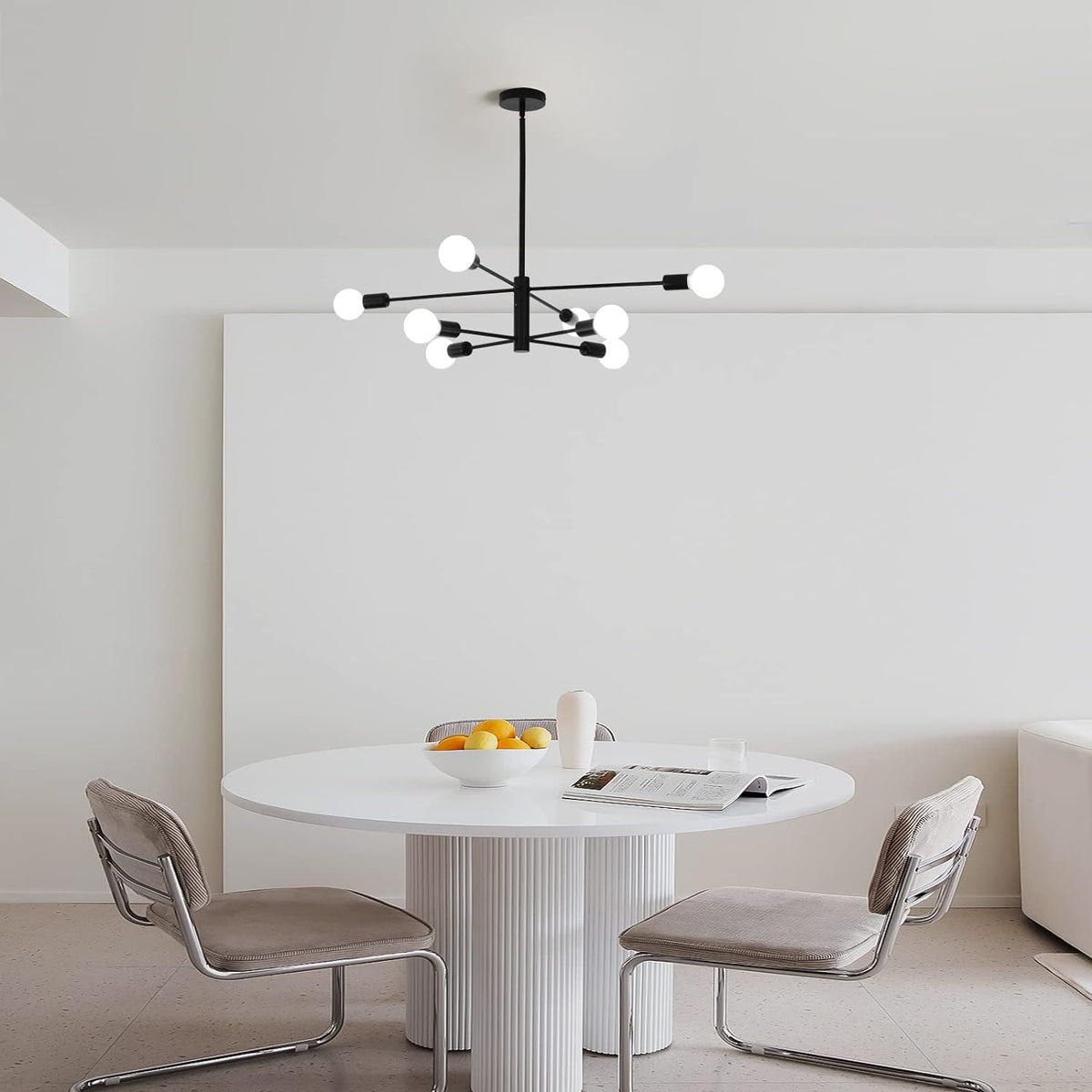 Modern Sputnik Chandelier | 8 Light, Black, Industrial Style