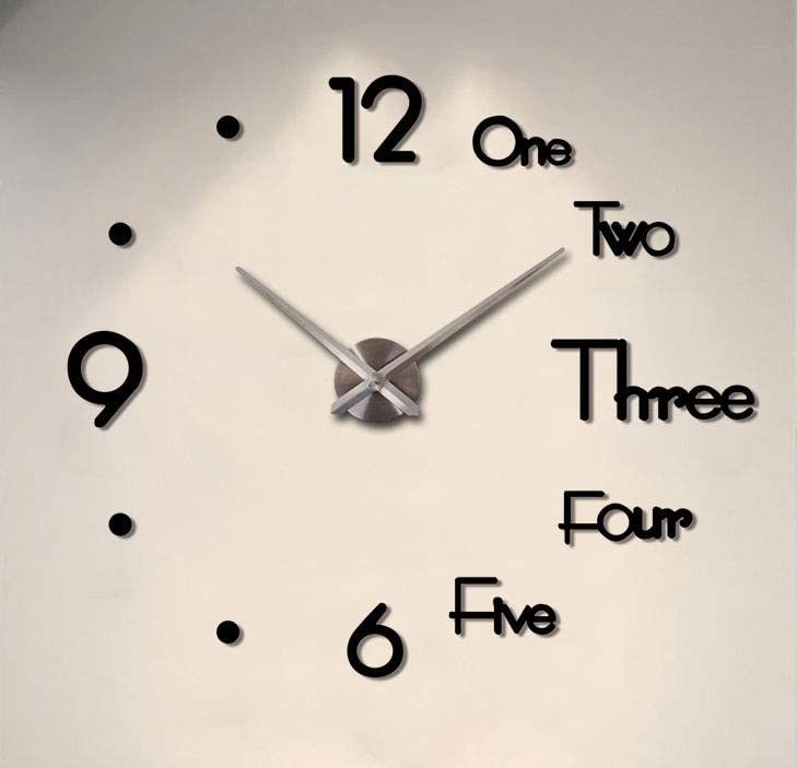 DIY Wall Clock | Modern Frameless | Large 3D Wall Watch | Giant Roman Numerals for Home Living Room and Bedroom | Small