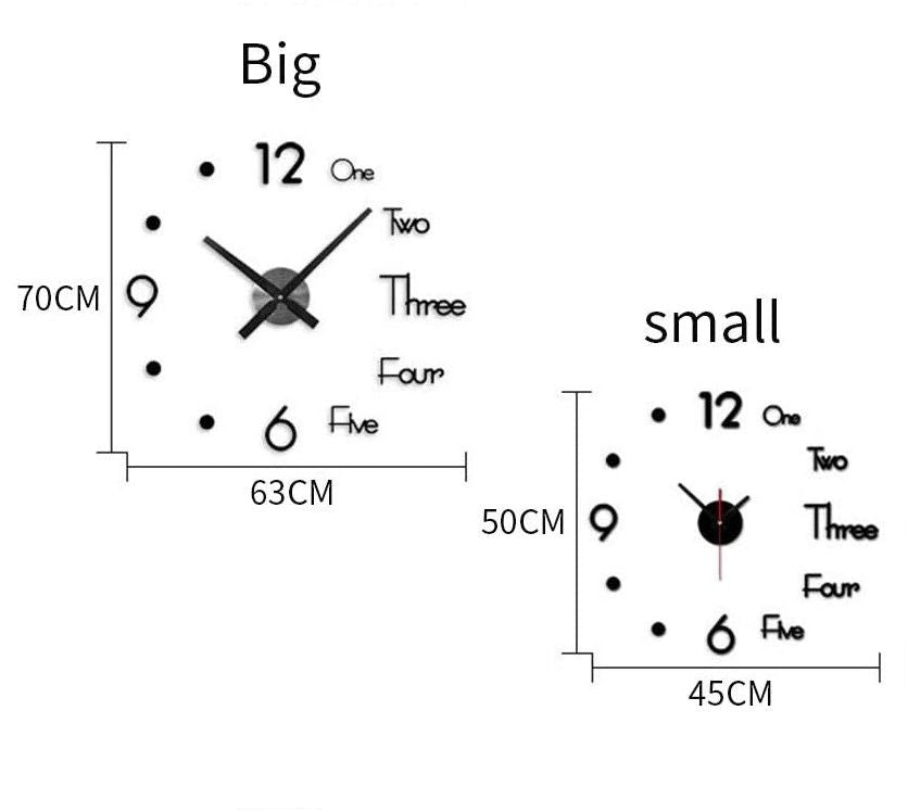DIY Wall Clock | Modern Frameless | Large 3D Wall Watch | Giant Roman Numerals for Home Living Room and Bedroom | Small