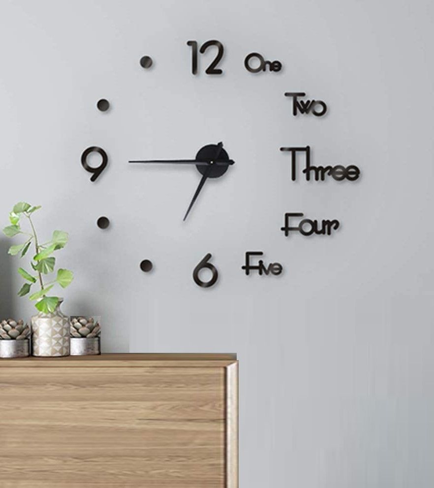 DIY Wall Clock | Modern Frameless | Large 3D Wall Watch | Giant Roman Numerals for Home Living Room and Bedroom | Small