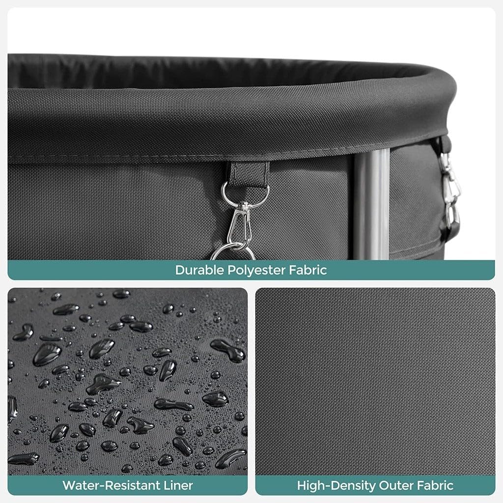 Steel Frame Laundry Basket Wheels | Black