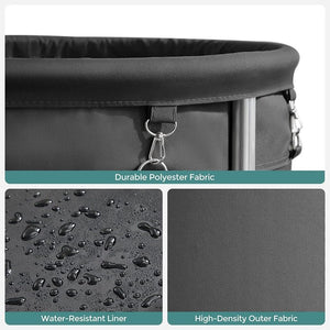 Steel Frame Laundry Basket Wheels | Black