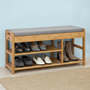 Bamboo Shoe Bench with Drawers | Lift Top