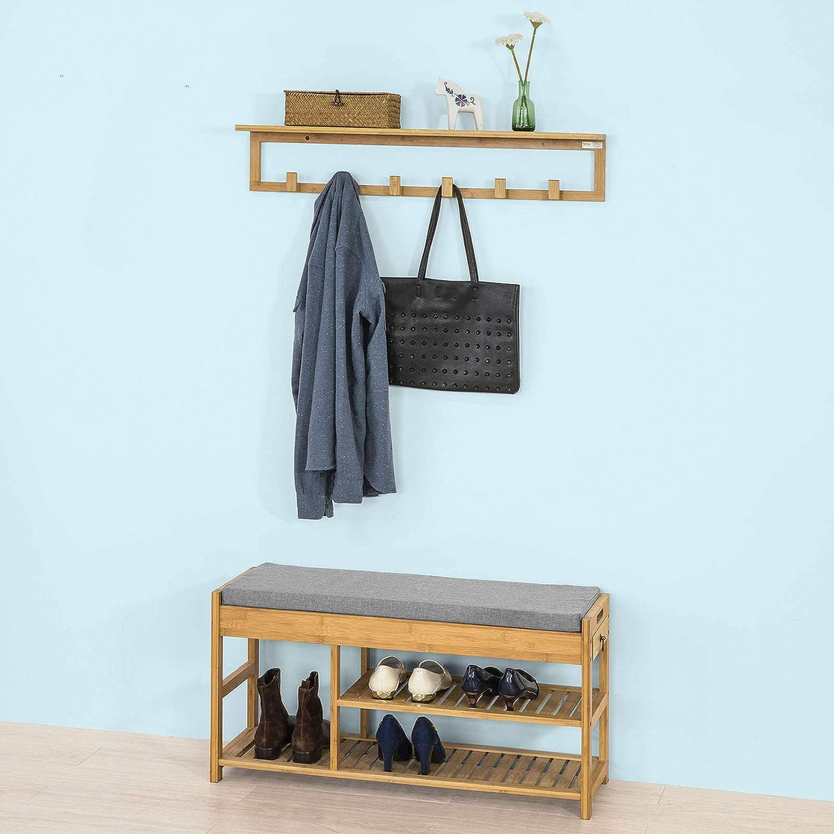 Bamboo Shoe Bench with Drawers | Lift Top