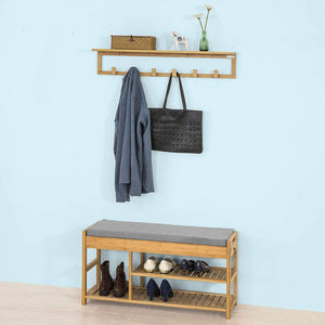 Bamboo Shoe Bench with Drawers | Lift Top