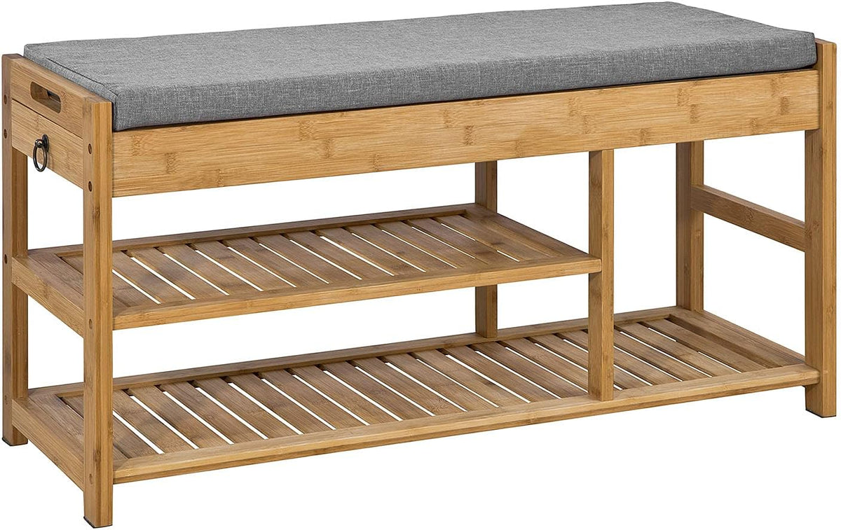 Bamboo Shoe Bench with Drawers | Lift Top