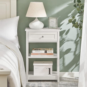 Bedside Table with Drawer & Shelves