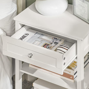 Bedside Table with Drawer & Shelves