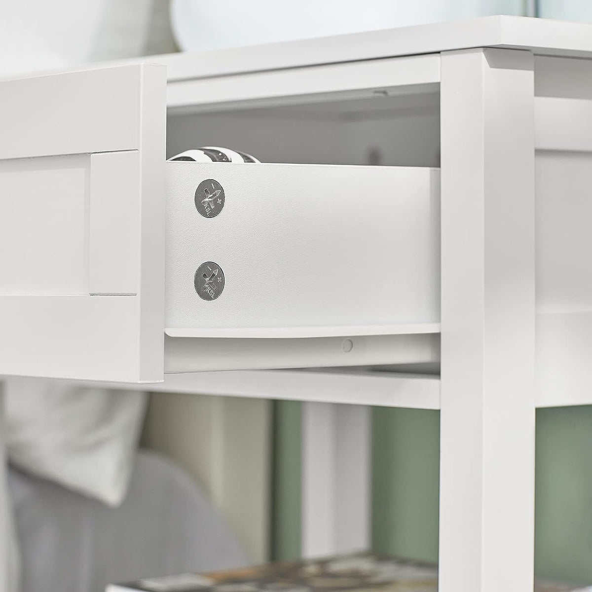Bedside Table with Drawer & Shelves