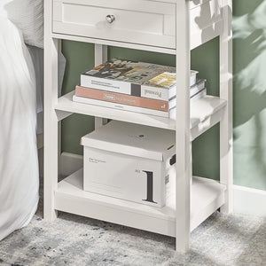 Bedside Table with Drawer & Shelves