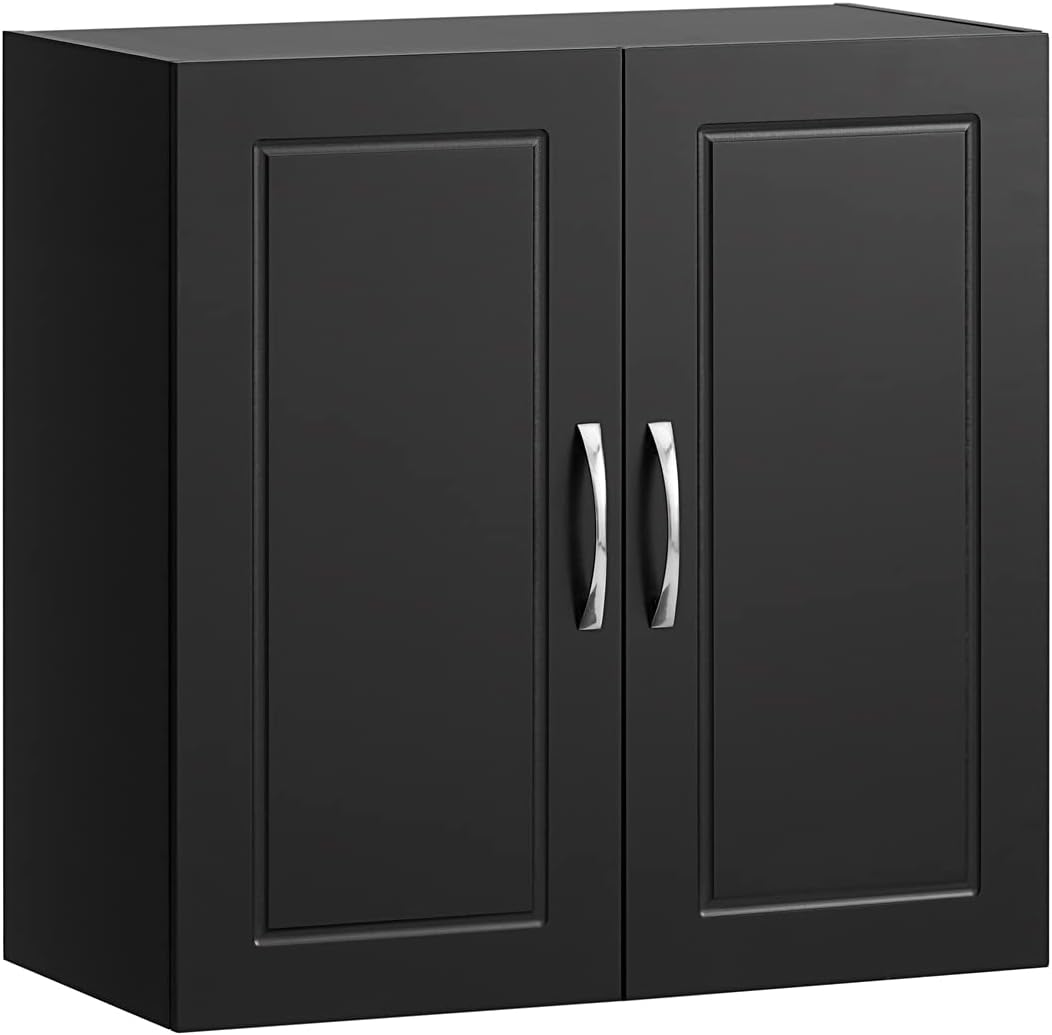 Wall Storage Cabinet | Double Doors | Black