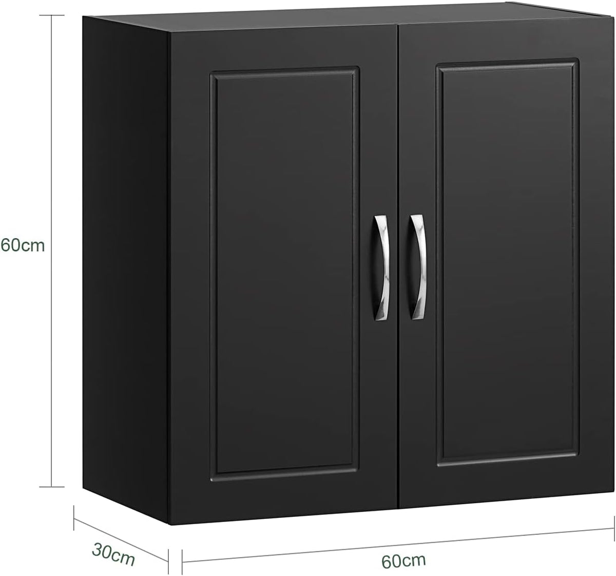 Wall Storage Cabinet | Double Doors | Black