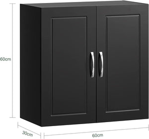 Wall Storage Cabinet | Double Doors | Black