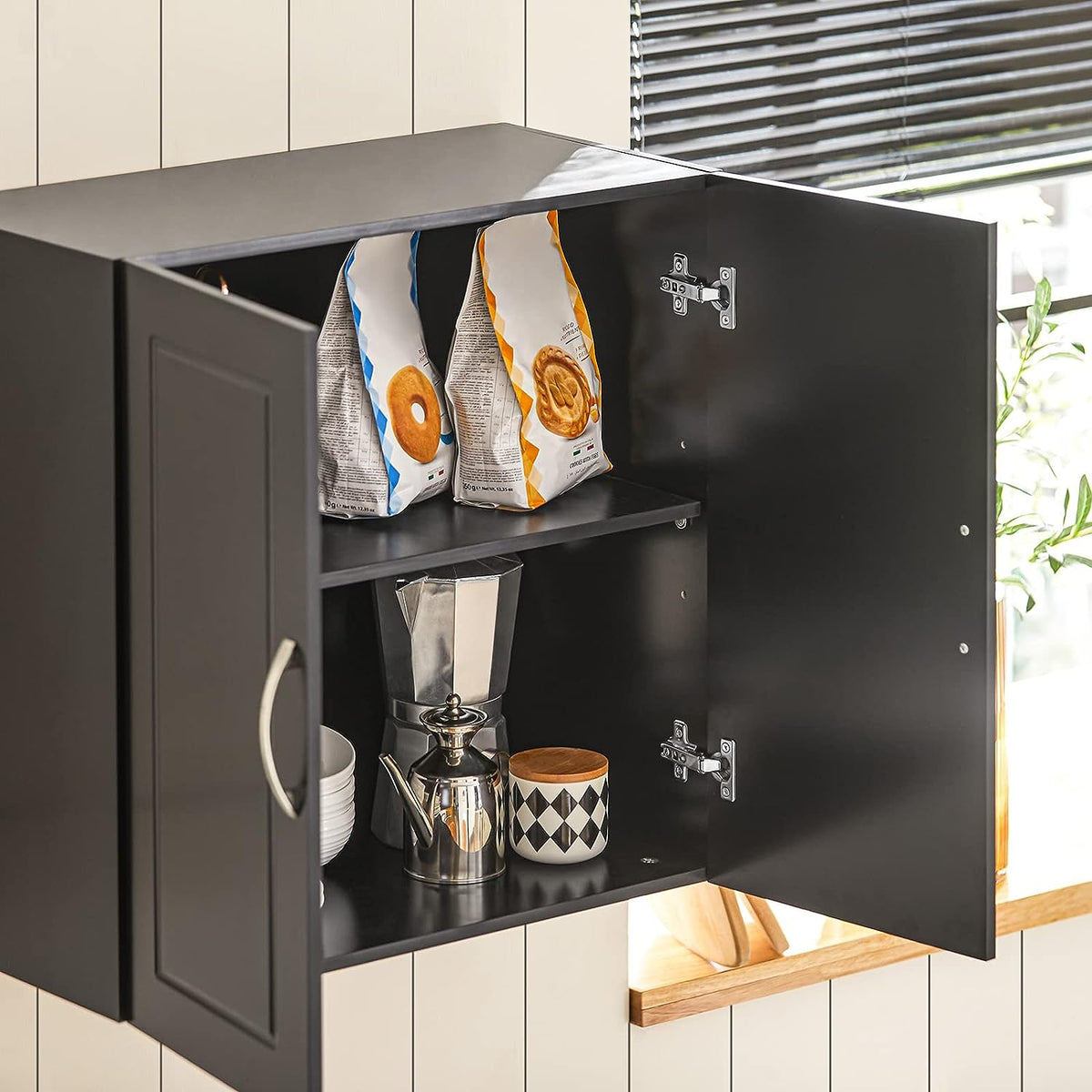 Wall Storage Cabinet | Double Doors | Black