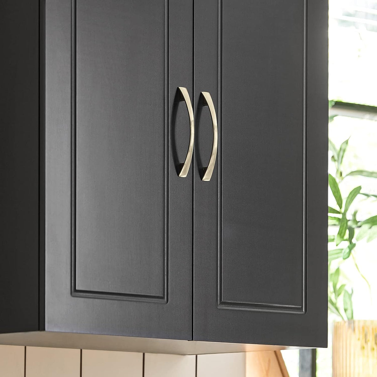 Wall Storage Cabinet | Double Doors | Black