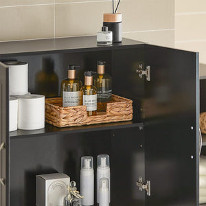 Wall Storage Cabinet | Double Doors | Black