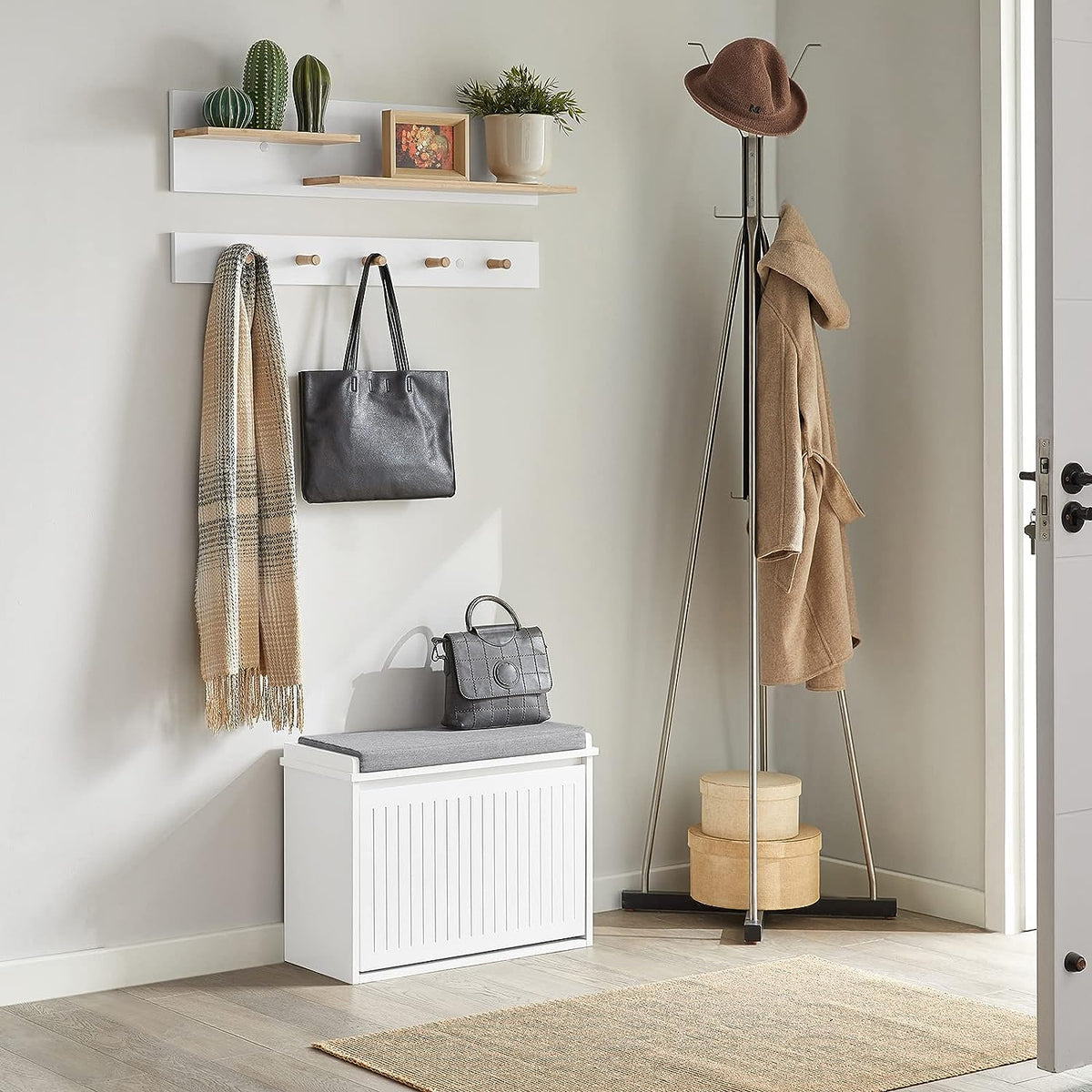 Hallway Shoe Bench Rack Cabinet | Seat Cushion
