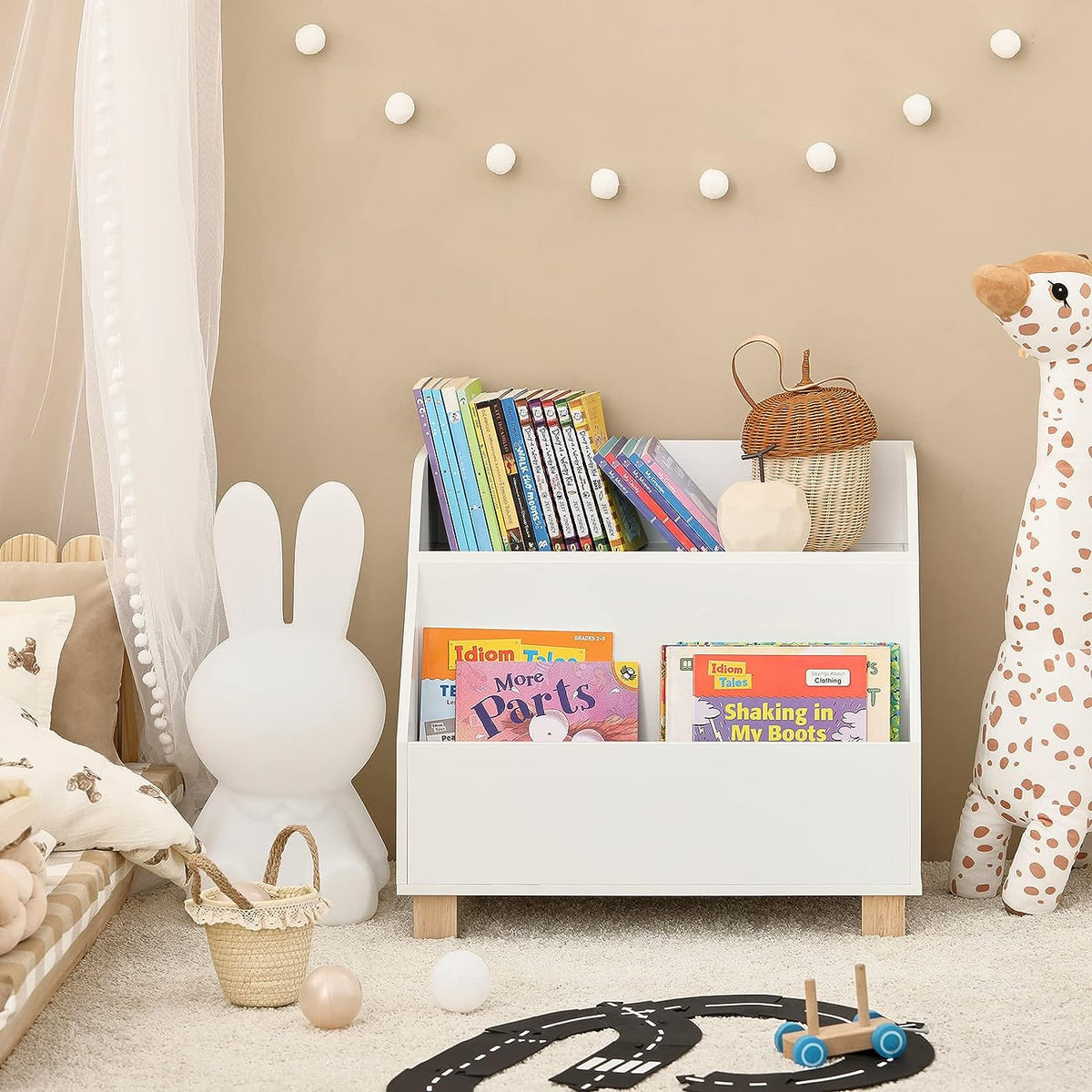 Kids Storage Bookcase | 3 Compartments | White