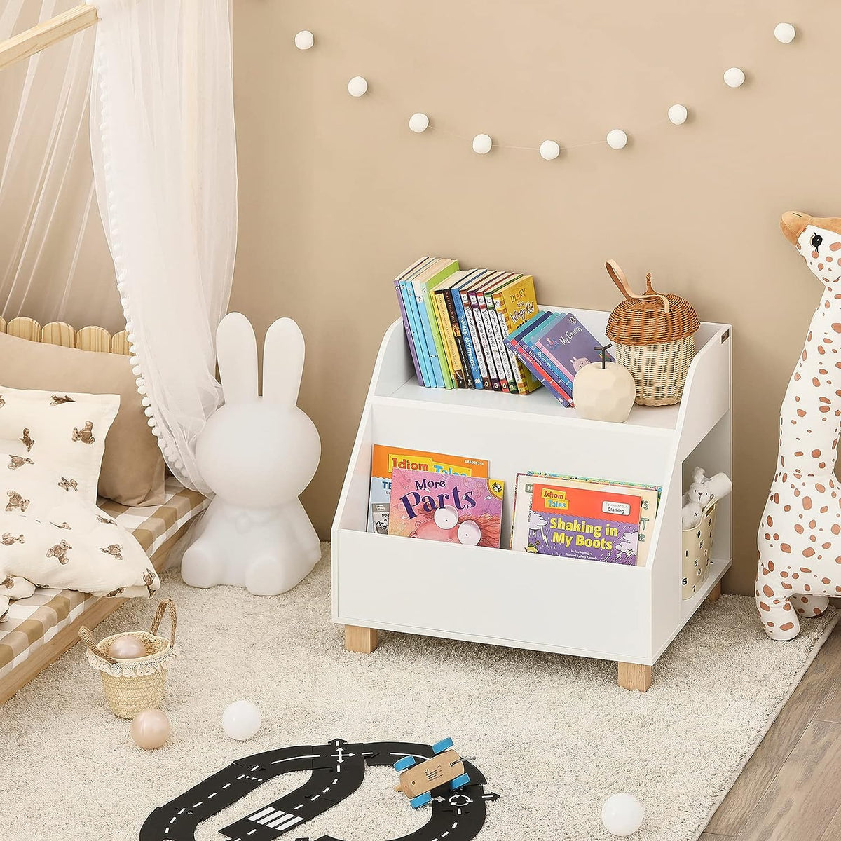 Kids Storage Bookcase | 3 Compartments | White