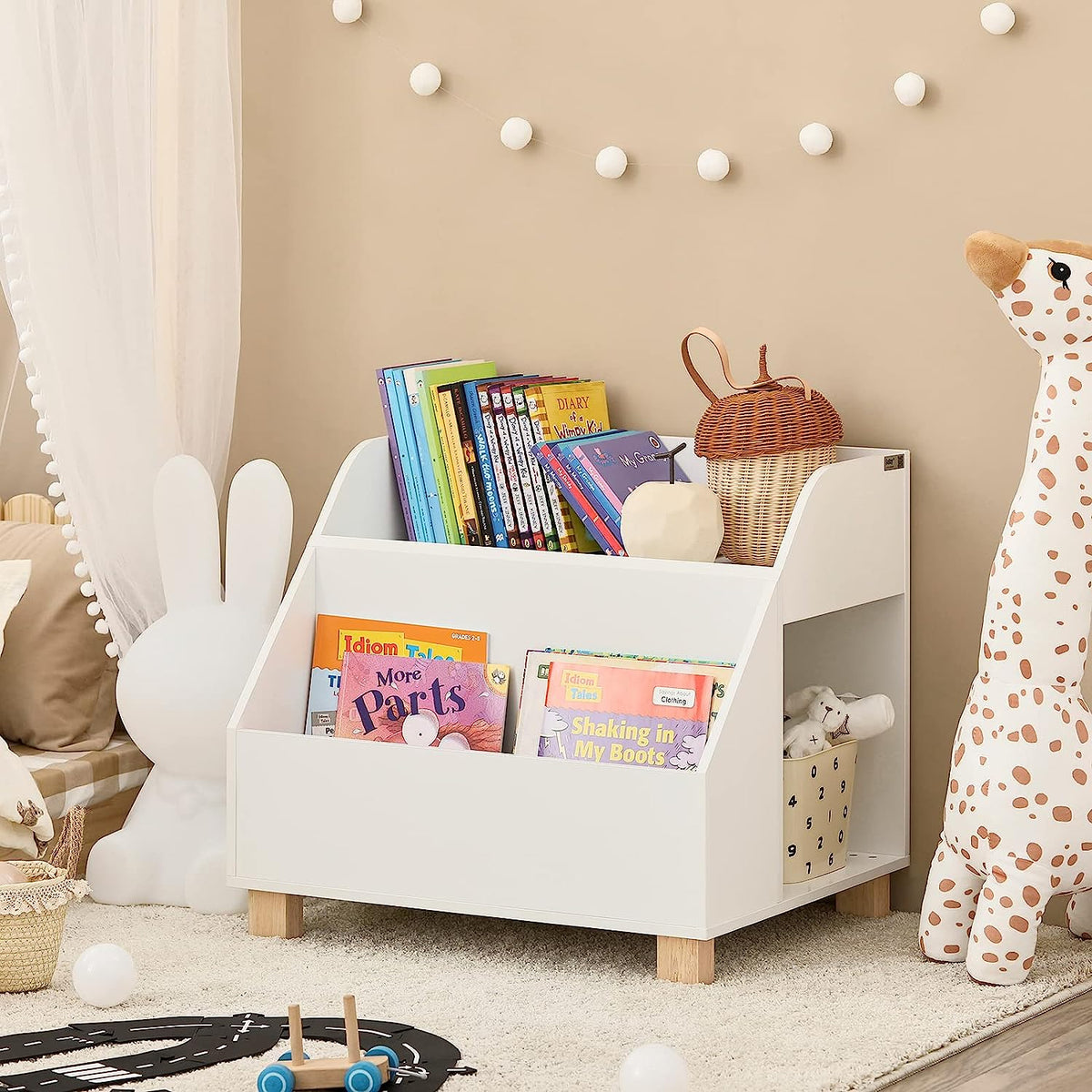 Kids Storage Bookcase | 3 Compartments | White