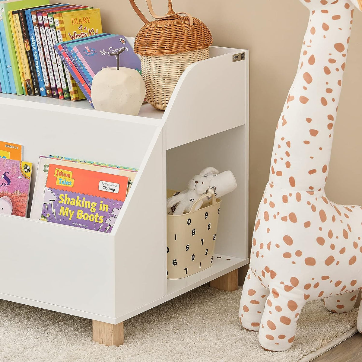 Kids Storage Bookcase | 3 Compartments | White