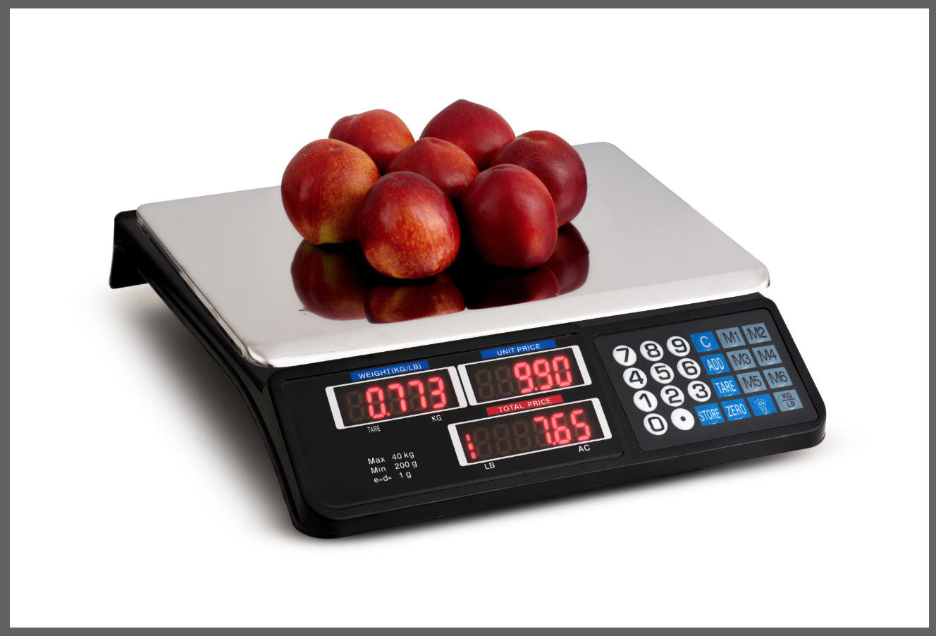 Digital Kitchen Scale 40kg | Electronic Food Scale | 1g Increment | Black
