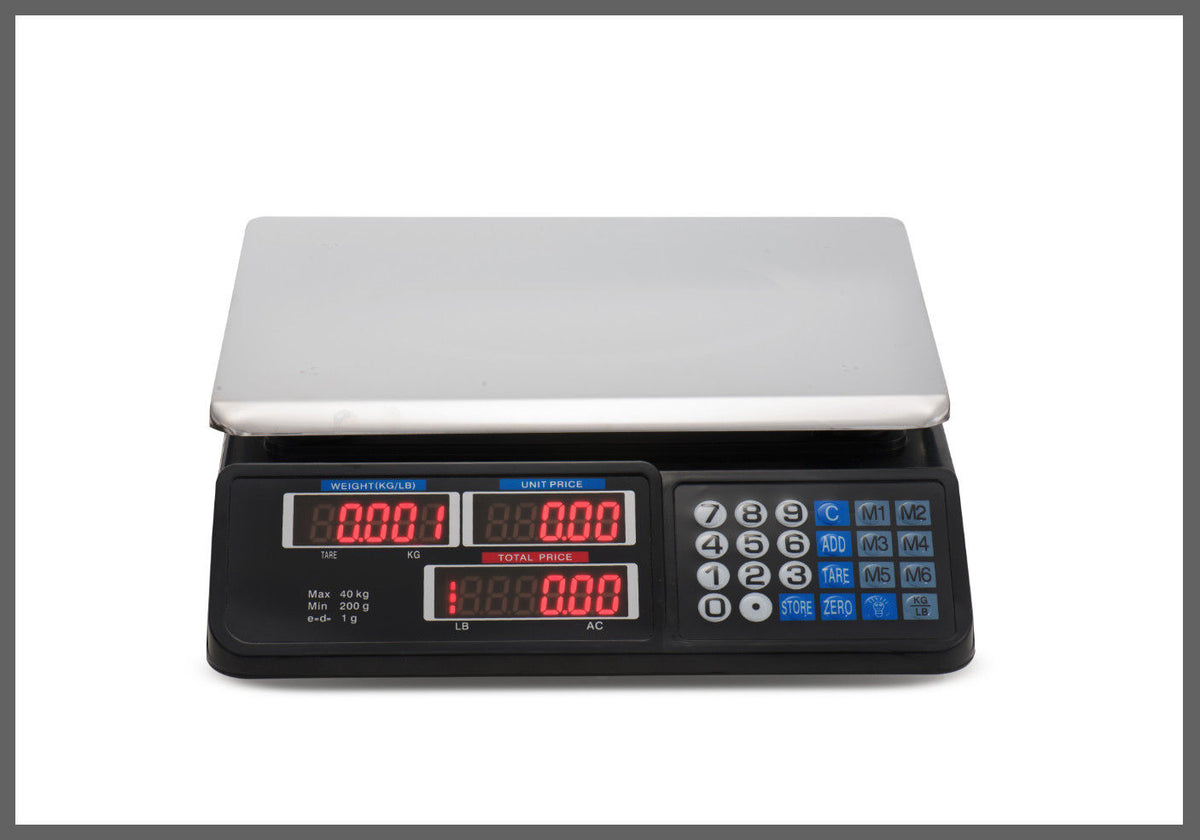 Digital Kitchen Scale 40kg | Electronic Food Scale | 1g Increment | Black