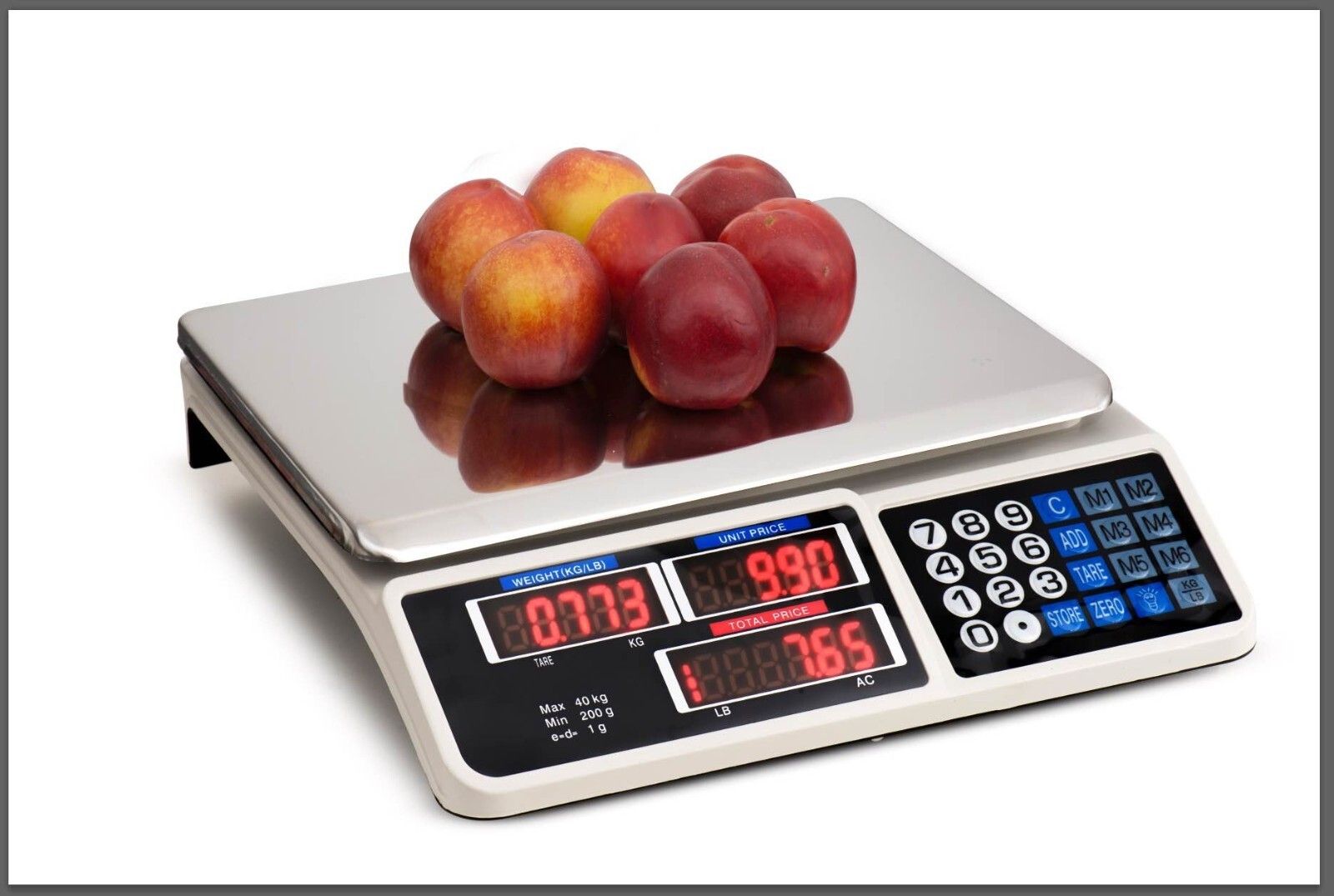 Digital Kitchen Scale 40kg | Electronic Food Scale | 1g Increment | White