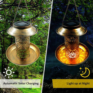 Solar Bird Seed Feeder | Hanging Outdoor Garden Feeder for Wild Birds