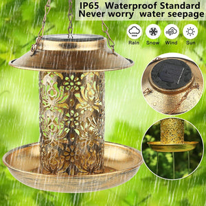 Solar Bird Seed Feeder | Hanging Outdoor Garden Feeder for Wild Birds
