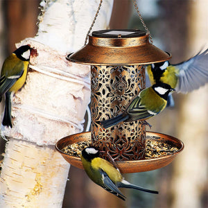 Solar Bird Seed Feeder | Hanging Outdoor Garden Feeder for Wild Birds