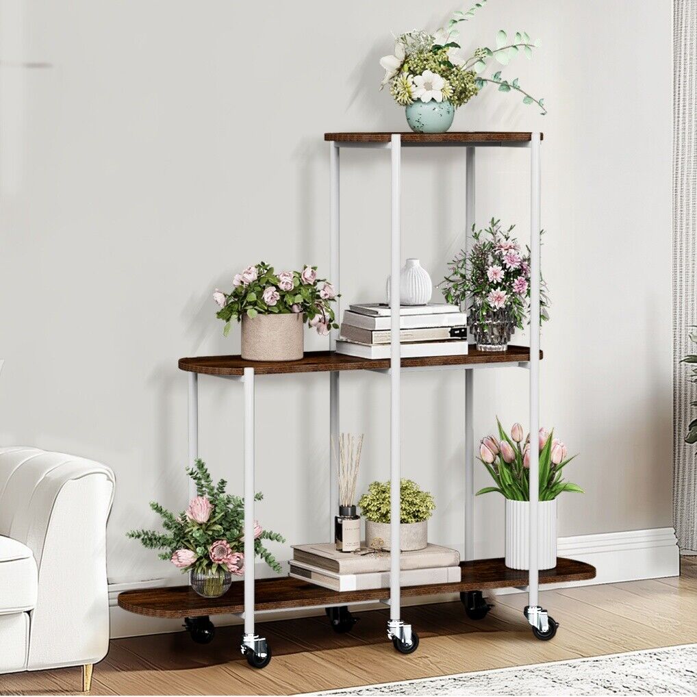 Plant Stand with Wheels | Indoor & Outdoor Flower Rack Display Shelf