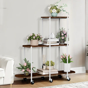 Plant Stand with Wheels | Indoor & Outdoor Flower Rack Display Shelf