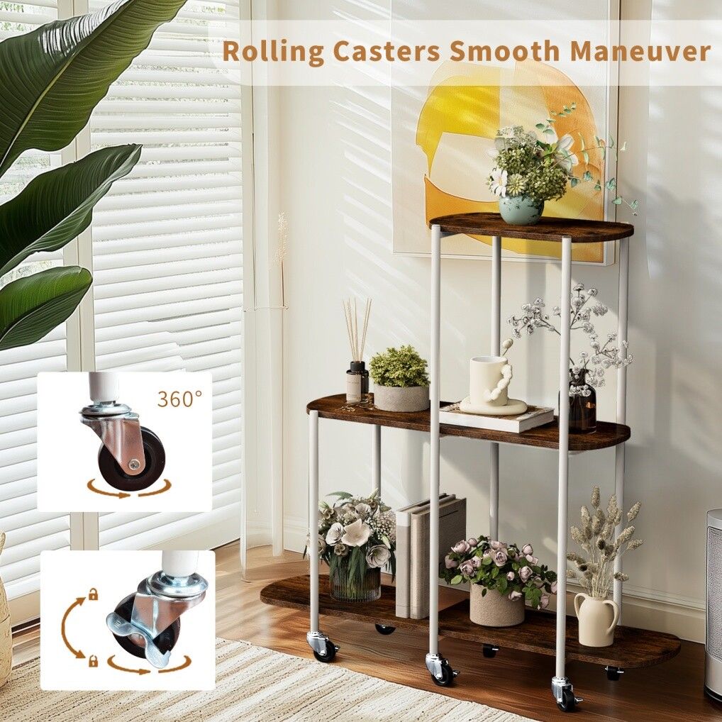 Plant Stand with Wheels | Indoor & Outdoor Flower Rack Display Shelf