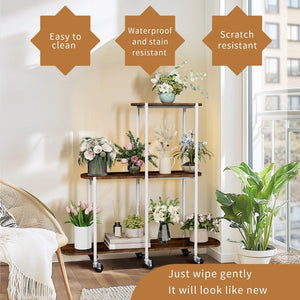 Plant Stand with Wheels | Indoor & Outdoor Flower Rack Display Shelf