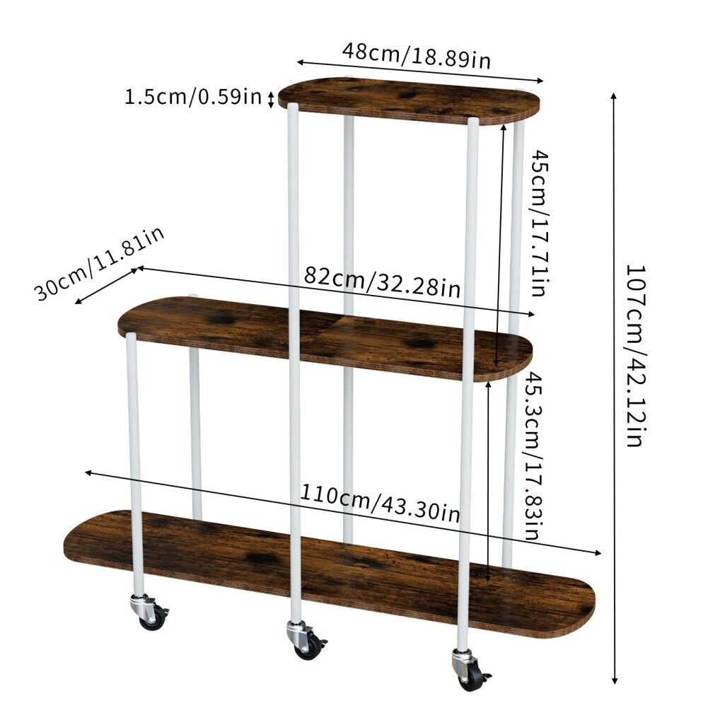 Plant Stand with Wheels | Indoor & Outdoor Flower Rack Display Shelf