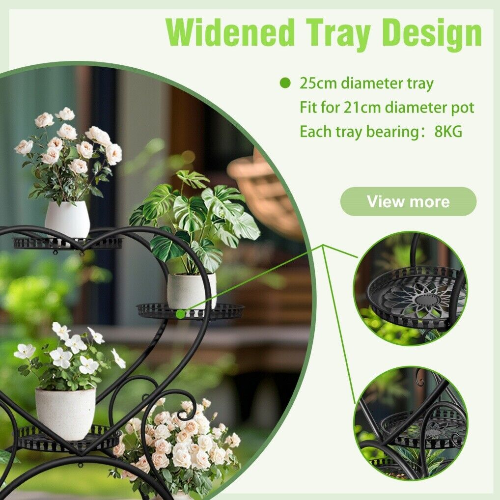 Rolling Metal Plant Stand | Indoor & Outdoor Garden Display Shelf on Wheels