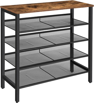 5-Tier Shoe Rack | Industrial Shoe Organizer Storage Bench