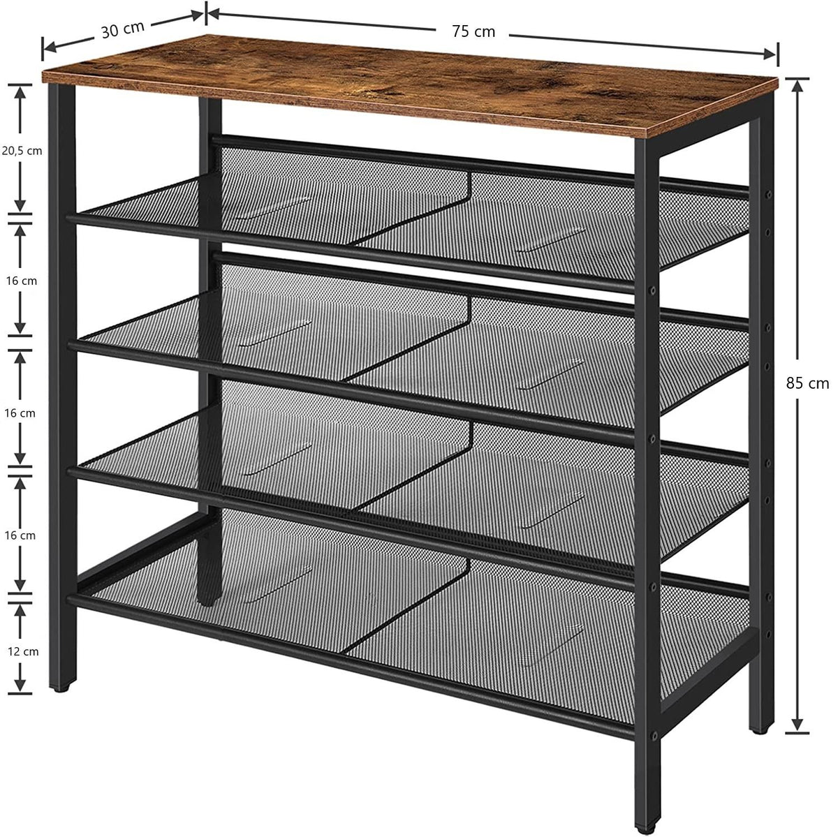 5-Tier Shoe Rack | Industrial Shoe Organizer Storage Bench