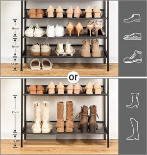 5-Tier Shoe Rack | Industrial Shoe Organizer Storage Bench