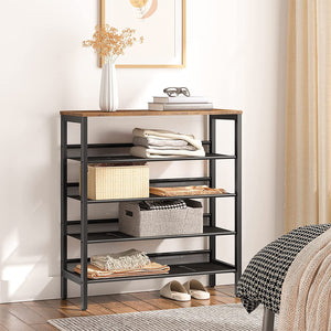5-Tier Shoe Rack | Industrial Shoe Organizer Storage Bench