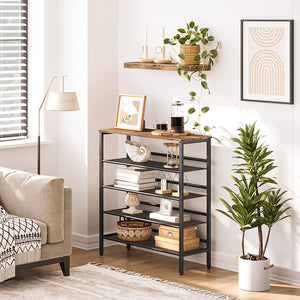 5-Tier Shoe Rack | Industrial Shoe Organizer Storage Bench