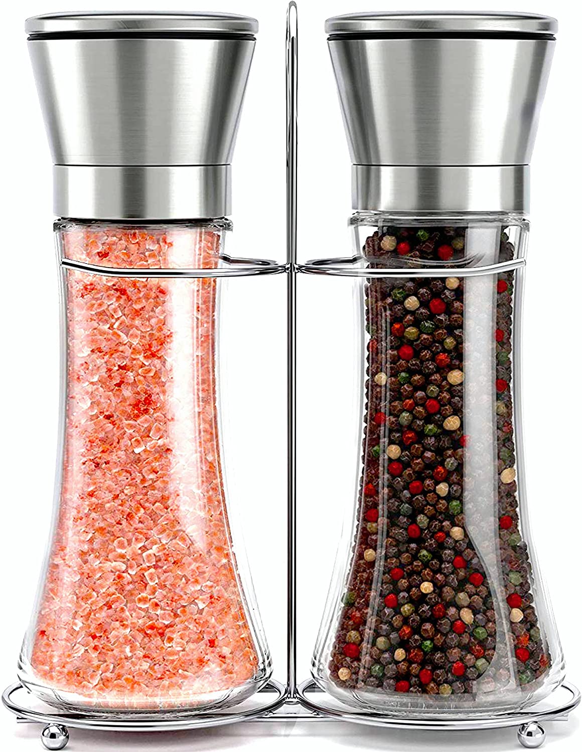 Modern Stainless Steel Salt & Pepper Grinder Set