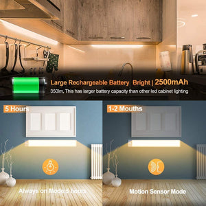 LED Cabinet Night Light | 54 LED | Rechargeable | Silver + Yellow Light | Kitchen & Bedroom