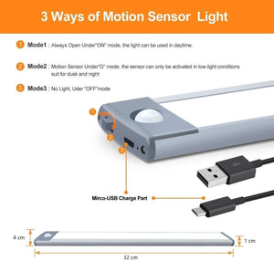 LED Cabinet Night Light | 54 LED | Rechargeable | Silver + Yellow Light | Kitchen & Bedroom