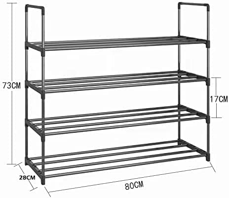 4-Tier Stainless Steel Shoe Rack Storage Organizer | Holds up to 20 Pairs of Shoes | 80cm, Black