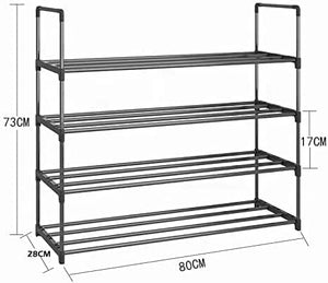 4-Tier Stainless Steel Shoe Rack Storage Organizer | Holds up to 20 Pairs of Shoes | 80cm, Black