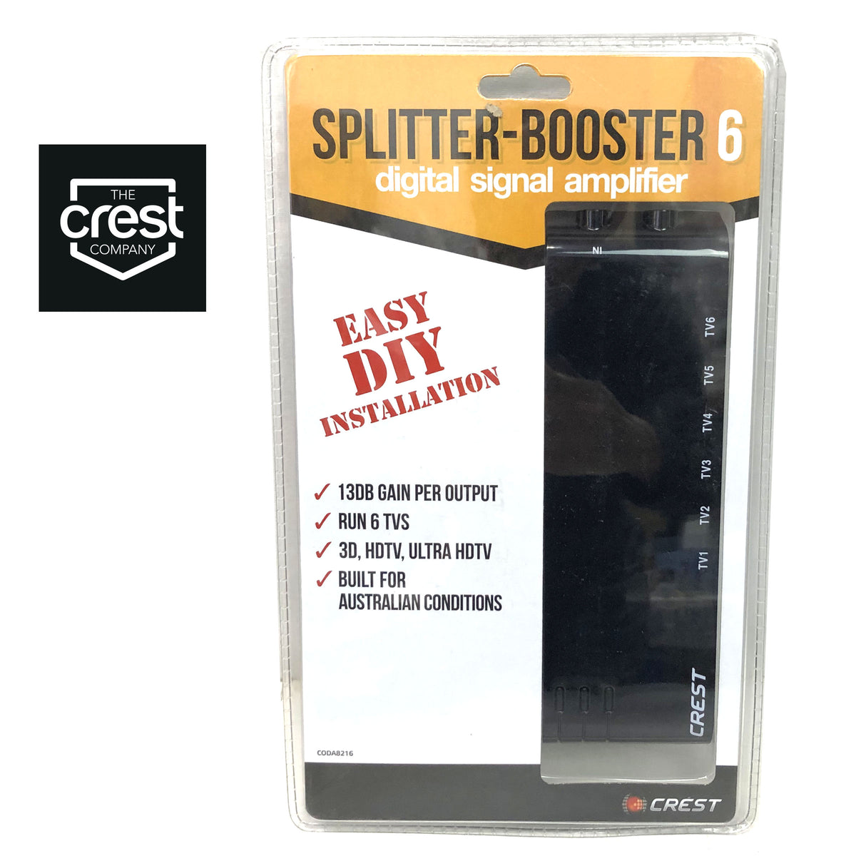 Crest UHF VHF Digital TV Signal Splitter | Distributor | 6 Outputs