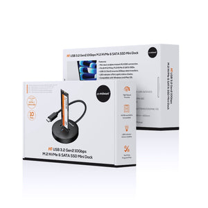 H1 USB 3.2 Gen2 10Gbps M.2 NVMe & SATA SSD Mini Dock | Black | Compact Storage Solution
